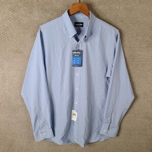 Lands End Shirt Mens L 16-16.5 34/35 Blue Commuter Button Down Stretch NEW